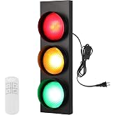yeesport Traffic Light Wall Lamp, Retro Traffic LED Light with Remote Controller, Kids Bedroom Stop Light, Room Decor Light, Vintage Fun Signal Light for Bedroom, Living Room, Club, Bar, Pub (1)