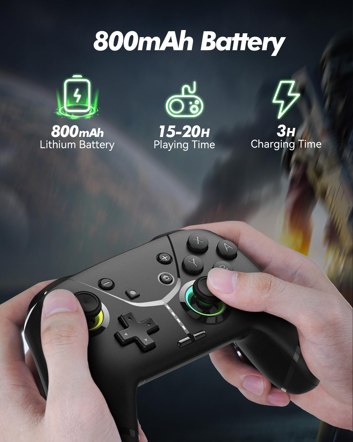 GMBACK Wireless Switch Controller for Nintendo Switch 2/Switch/Lite/OLED, Bluetooth Game Controller for iPhone/Android/PC/Steam/Mac/iPad/TV with Macro/Vibration/Motion Control/Turbo/800mAh Battery