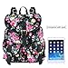 Vbiger Canvas Backpack for Women & Girls Boys Casual Book Bag Sports Daypack (Black（Floral）)