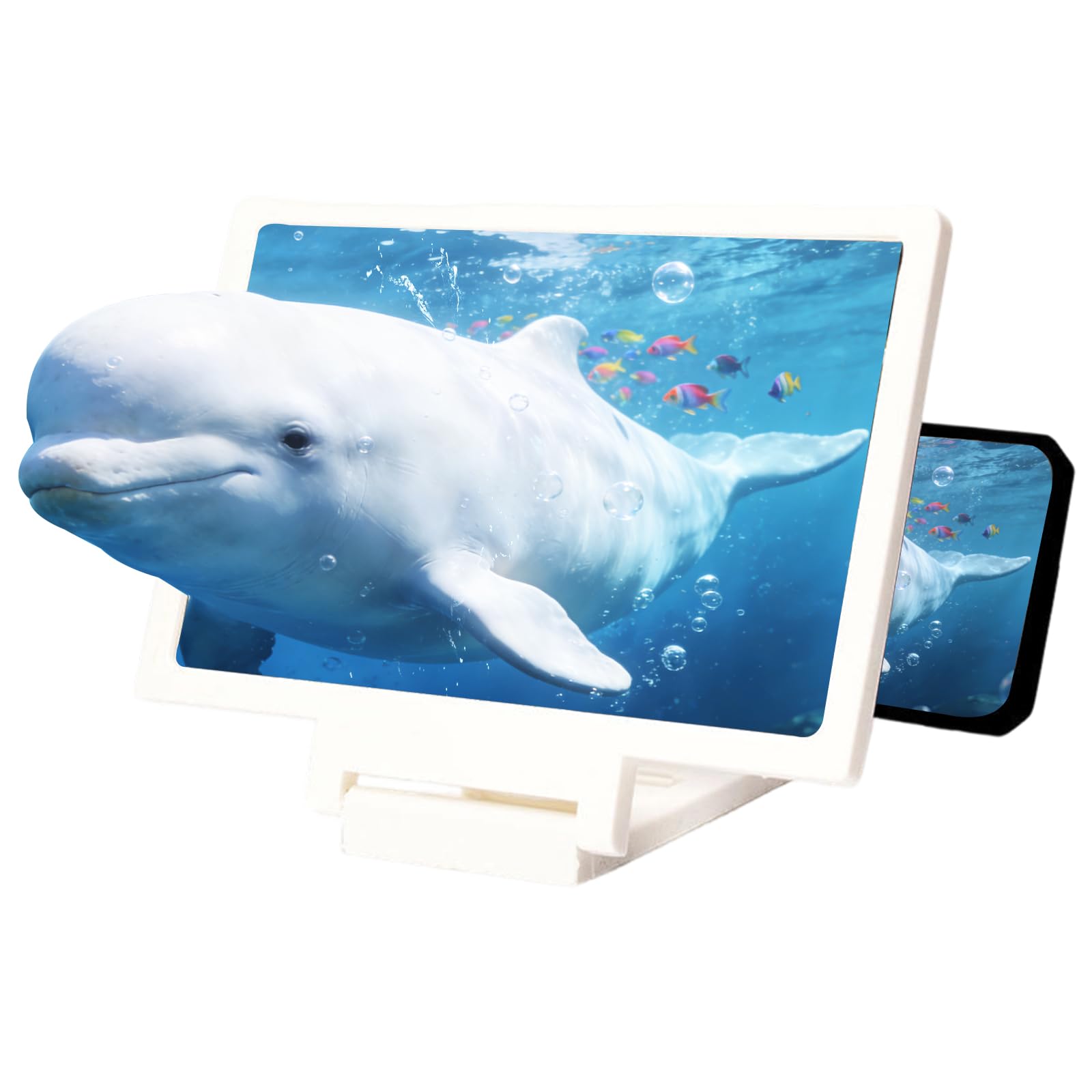 Photo 1 of 10" Big Screen Phone Magnifier, Screen Magnifier for Cell Phone, 3D HD Foldable Design Screen Magnifier Version for Movies, Videos and Gaming ((White)