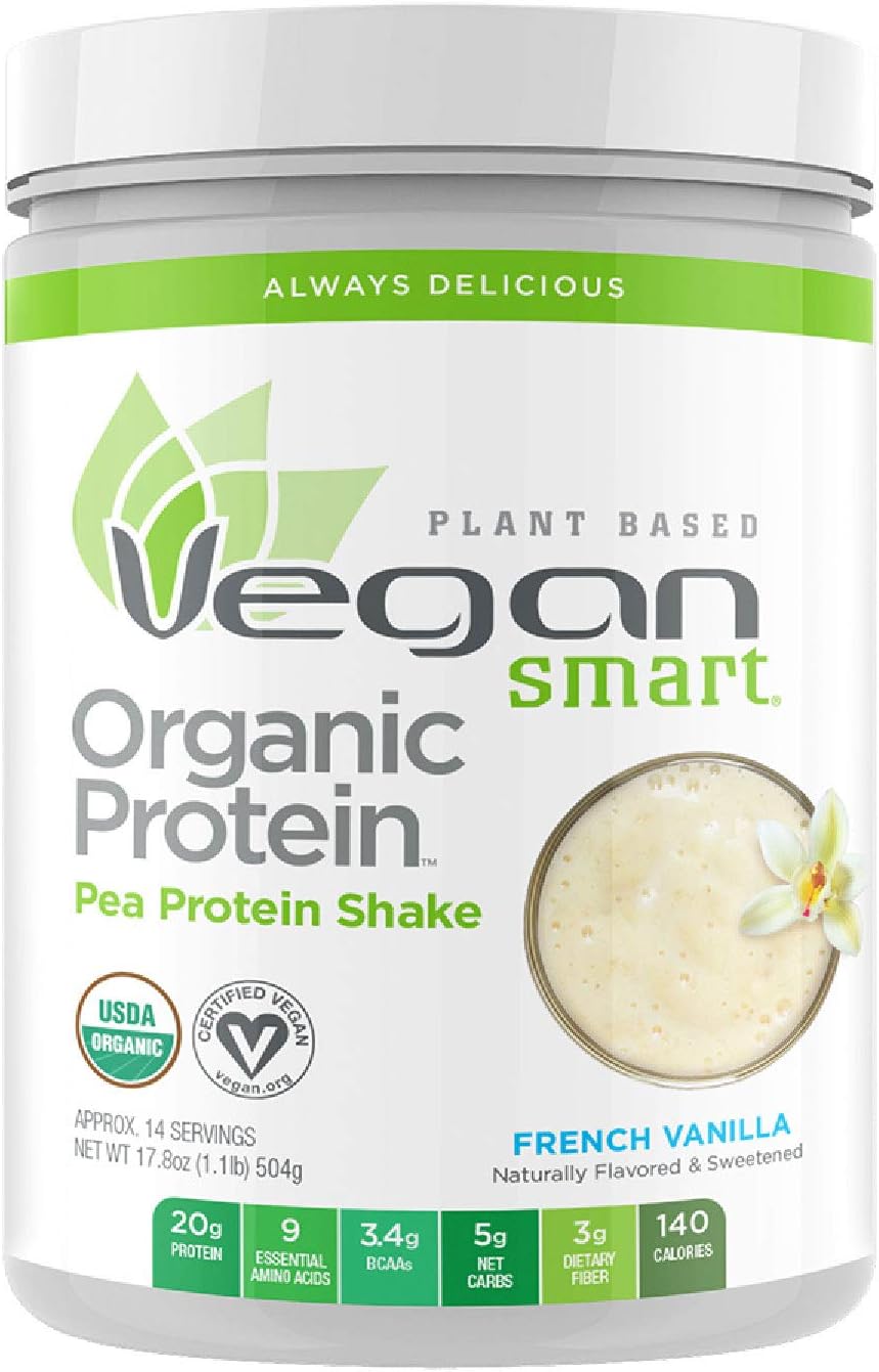Vegansmart Plant Based Organic Pea Protein Powder by Naturade - French Vanilla (14 Servings)