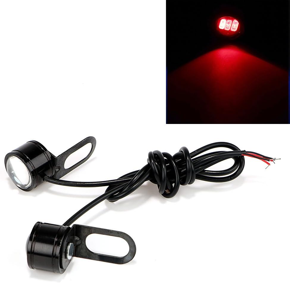 CuiGuoPing Motorcycle Eagle Eye light, Fog Lamp,Tail Lamp, DC 12V, 25MM, Set of 2 (Red)