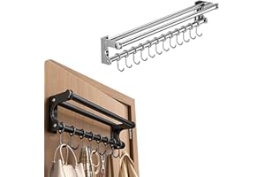 Hanging Wall Mount Knife Wall Mount, Space-Saving Knife Rack with Hooks, Kitchen Organizer Storage Shelf for Utensils Spatula