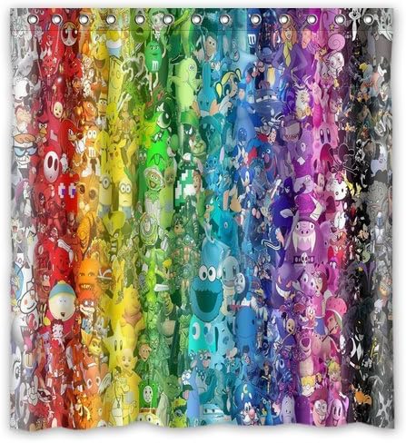 Cartoon Characters Pokemon Batman Spider Man Mario Shower Curtain Bathroom Waterproof Fabric set with 12 Hooks Decor 66x72 Inches