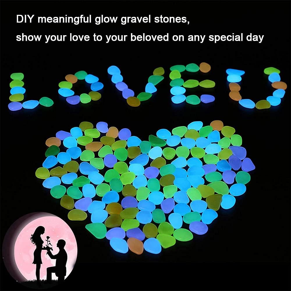 Glow in The Dark Rocks Luminous Pebbles for Indoor & Outdoor Garden Lawn Yard, Walkway, Pot Plants, Aquarium, Swimming Pool, Bar DIY Decorative Glow Stones (200PCS) : Garden & Outdoor