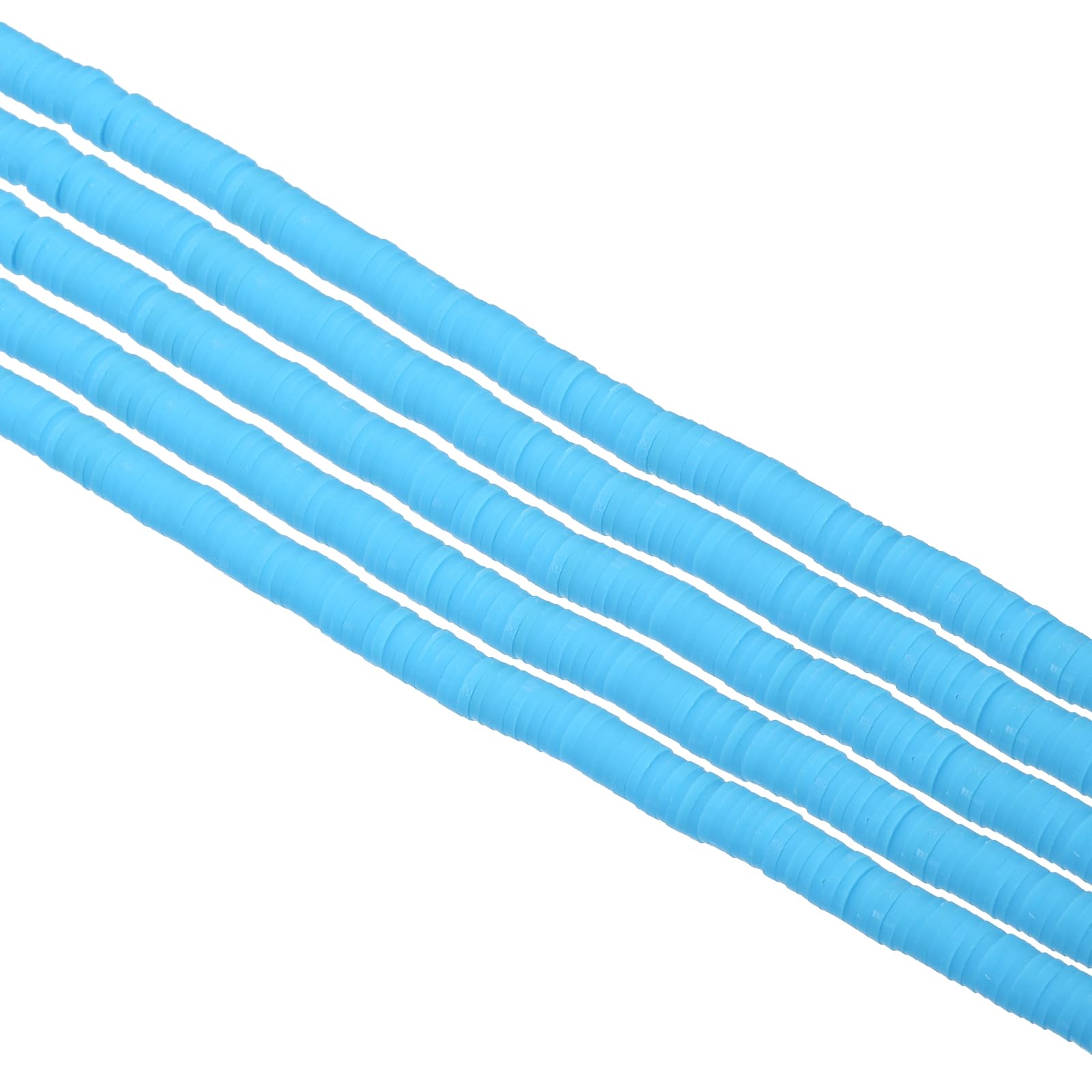PATIKIL 6mm Polymer Clay Beads Spacer, 1750Pcs 5 Strands Round Flat Handmade Bead Spacer for Craft Home Decor Chain Bracelets Jewelry Making, Sky Blue