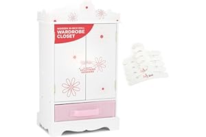 Emily Rose 18" Doll Clothes Closet Armoire with 5 Notched Organization Hangers - Floral Furniture Collection - Fits American Girl Doll Clothes & Accessories