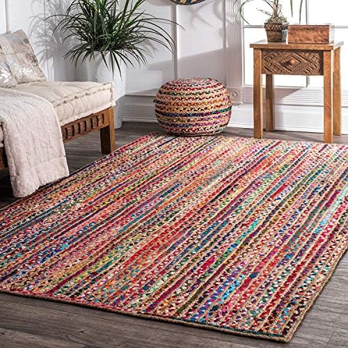 Icrafty 60X180 cm cotton jute rectangle hand braided living room area rug