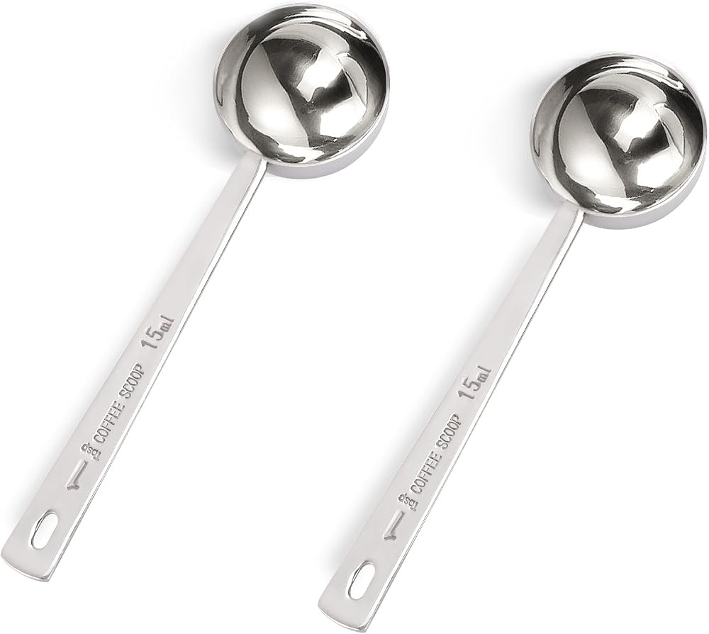 KALIONE 2x 15ml Stainless Steel Coffee Measuring Spoon with Long Handles