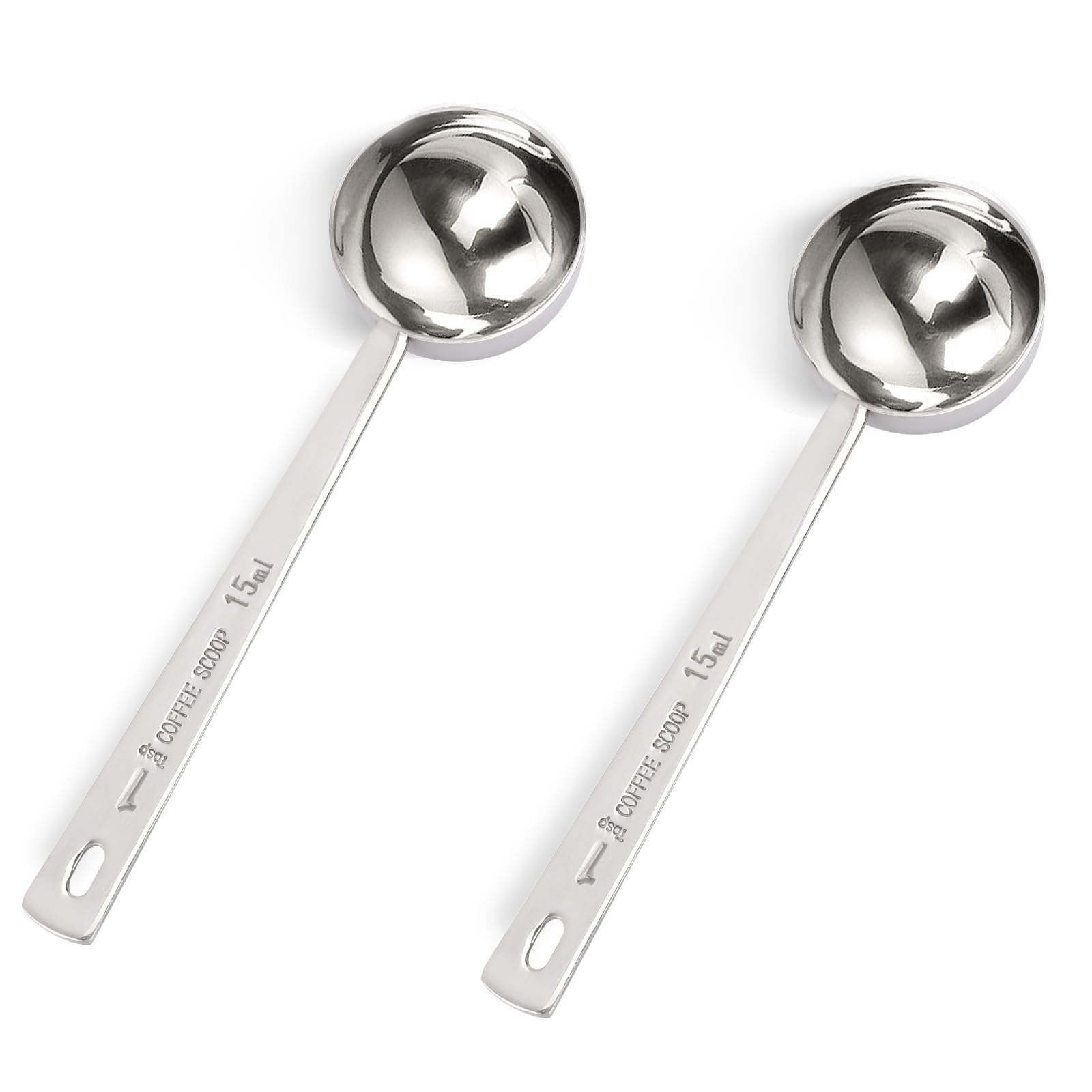 2 Pieces 1 Tablespoon Scoops with Long Handle, 15 ml Stainless Steel Coffee Measuring Spoon 15ml Measuring Tablespoon for Coffee Milk Fruit
