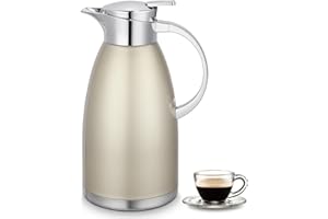 Asiulalt 2.3L/ 78oz Stainless Steel Thermal Carafe, Coffee Carafe Jugs with Lid, Double Walled Vacuum Insulated Coffee Pot wi