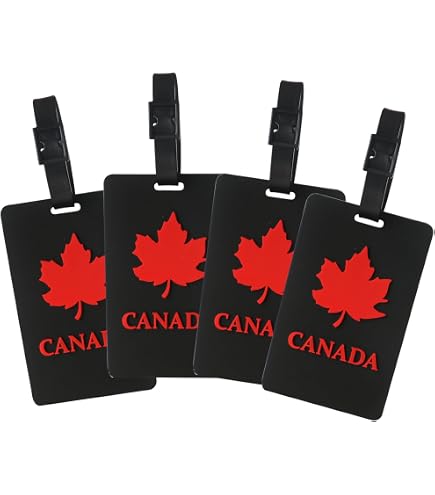 Étiquettes à Bagages Drapeau Canada - Lot De 2, TPU étanche, Fente Pour Carte - Pour Valise, Sac De Voyage