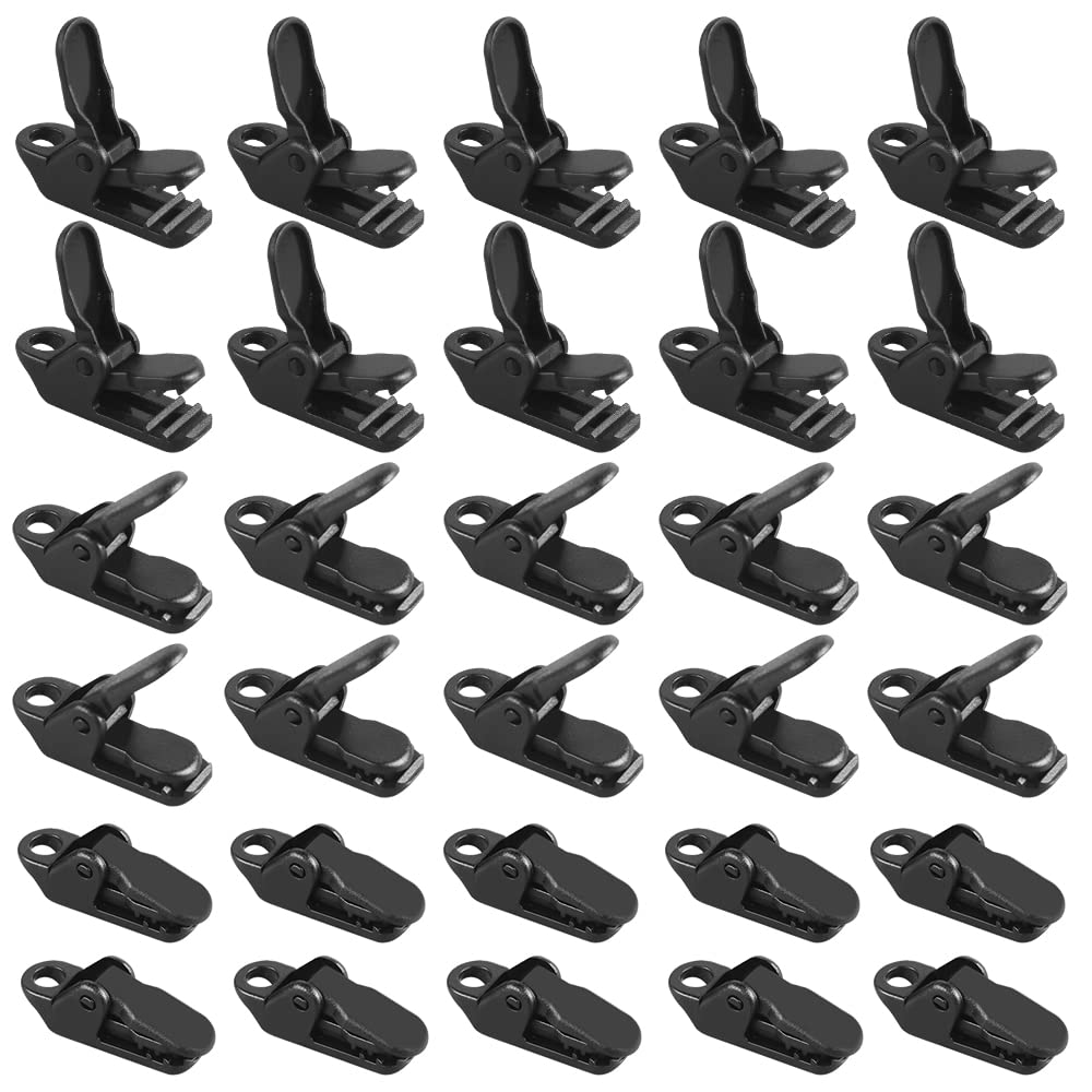 Dadabig 100 PCS Tarp Clips, Windproof Lock Grip Awning Clamp Grip Plastic Alligator Clamp Tent Snaps Tent Accessories for Outdoor Activities, Black, 3.2 * 1 * 1.3 cm
