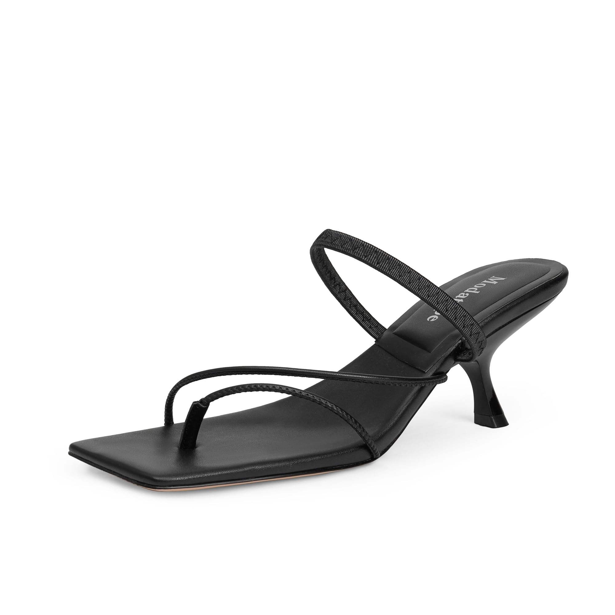 Photo 1 of Modatope Black Heels Womens Kitten heeled Square Open Toe Slip on Flip Flops Sandals Dress Shoes Size 7