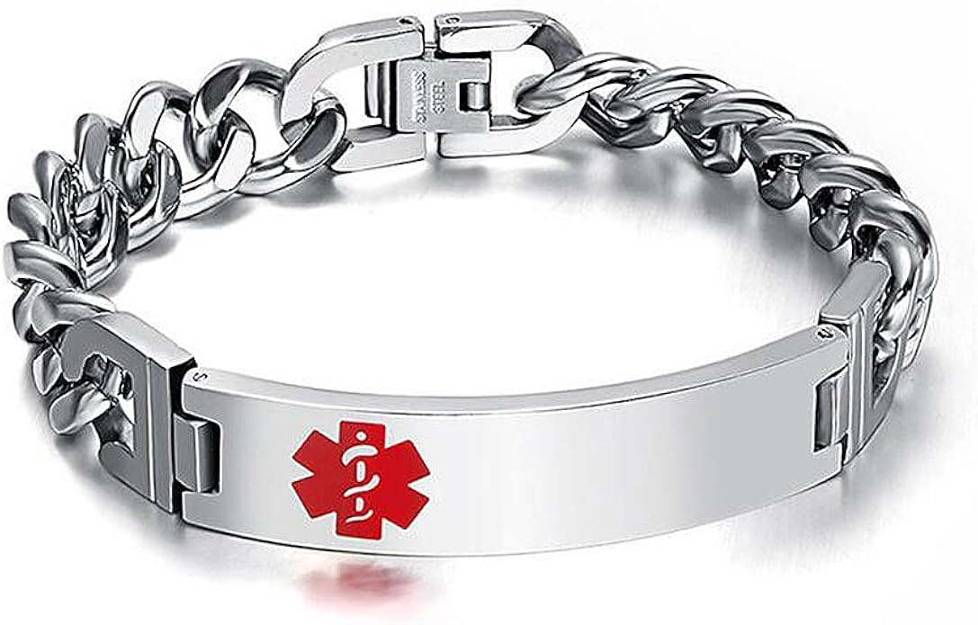 Charmed Craft Stainless Steel Medical Alert Bracelet for Men Amazon