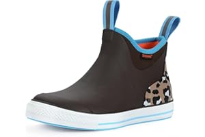 Showave Women's 6 Inch Ankle Deck Boots Waterproof Rain Footwear Rubber Mud Boots for Fishing Gardening Farming
