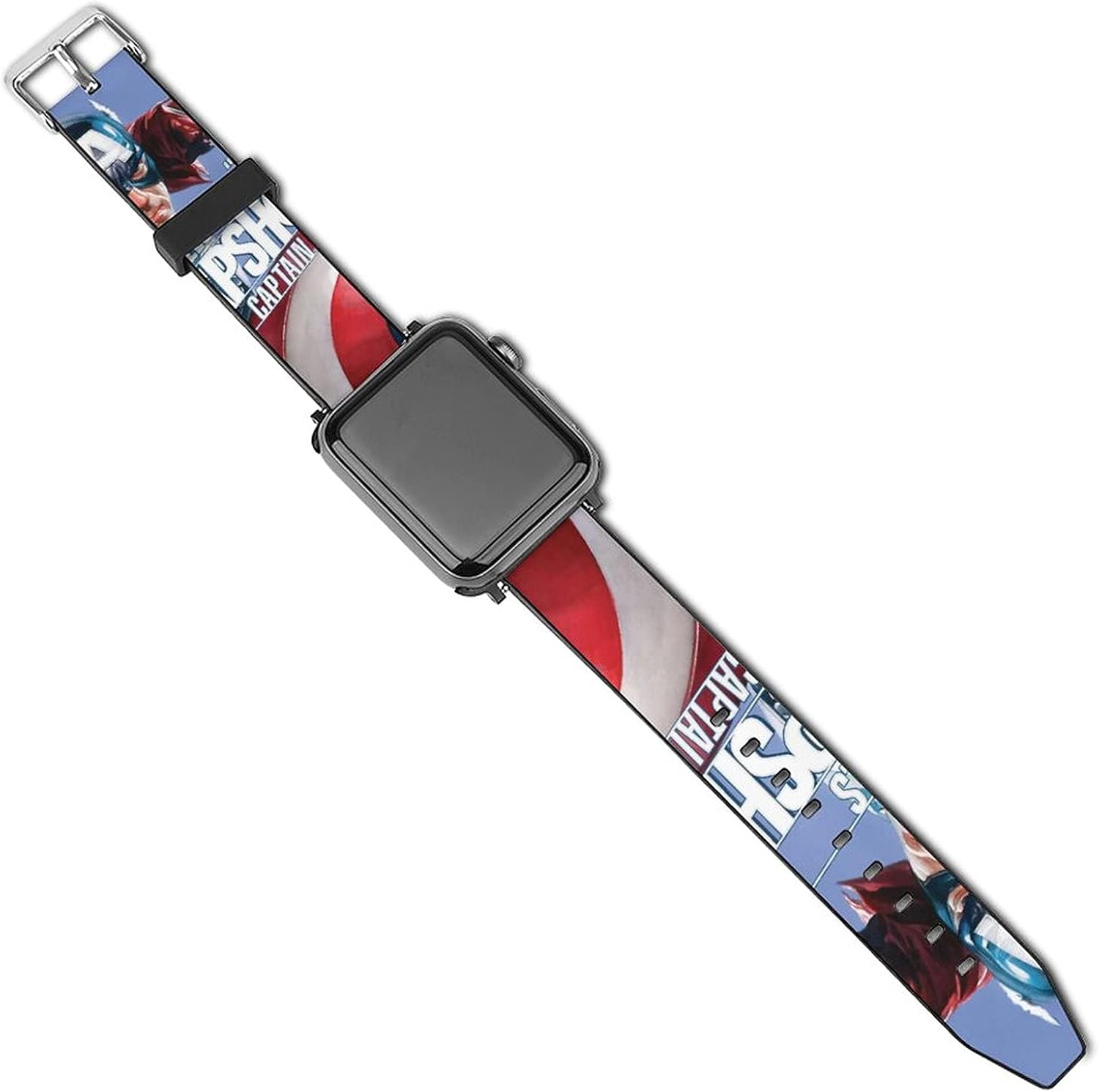 Captain America Marvels Apple Watch Band 44mm 42mm 40mm 38mm Leather Compatible iWatch Strap Compatible Apple Watch 5 4 3 2 1