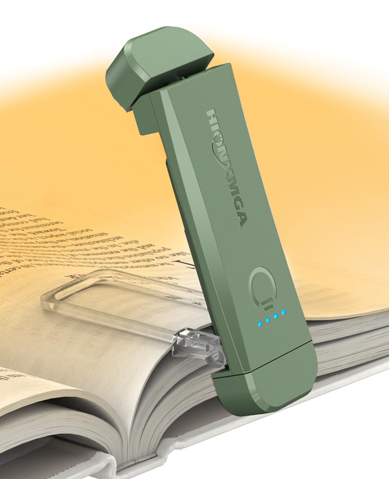 HIONXMGA USB Rechargeable Book Light,Reading Light Clip on Book,3 Colours & Stepless Dimming,Portable & Flexible,Reading Lamp for Books in Bed at Night,Perfect for Booklovers and Kids,Green