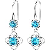 LULUQIFA Dangle Drop Earrings for Women 925 Sterling Silver Dainty Cubic Zirconia Gemstone Leverback Pendant Earring Hypoallergenic Trendy Jewelry for Her Wife Birthday Gifts