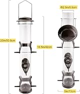 Urban Deco 6 Port Metal Bird Feeder Tube Hanging Weatherproof Coffee view 3