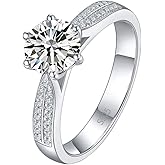 AVECON Classic 4.5 Carat Engagement Rings Cubic Zirconia Round Cut Solitaire Wedding Rings 925 Sterling Silver CZ Bands Ring for Women Size 5-9