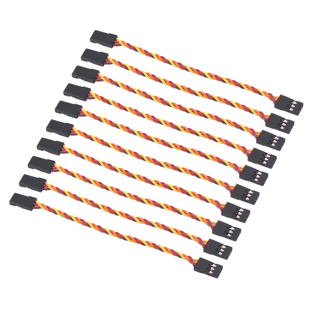 OliRC 10pcs Servo Extension Cable Lead Twisted Wire 15cm 3 Pin 30cords 26awg Male to Male Plug for JR Futaba (C59-10)