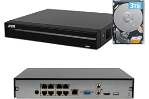 OHBET DahuaSecurity Advanced 8-Channel 8 PoE Port Network Video Recorder with 3TB HDD 4K HDMI Output and Smart Surveillance Features NVR for Home Security Camera System (NVR-8ch-8POE-3)