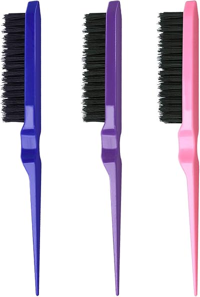 Kuou 3 Pcs Teasing Hair Brush Nylon Three-Row Salon Back Comb 8.6in
