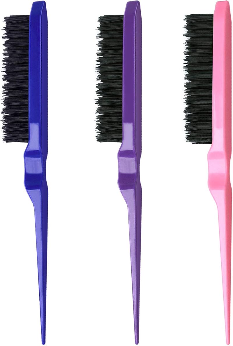 Kuou 3 Pcs Teasing Hair Brush Nylon Three-Row Salon Back Comb 8.6in