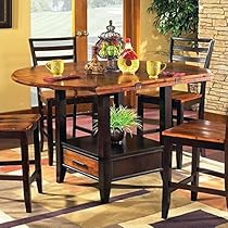 Steve Silver Abaco Drop Leaf Counter Height Storage Dining Table in Acacia Finish