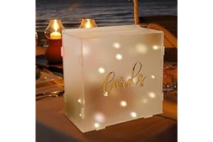 AerWo Frosted Wedding Card Box with String Light, Acrylic Gift Card Box for Wedding Decorations for Reception, Gift Boxes for