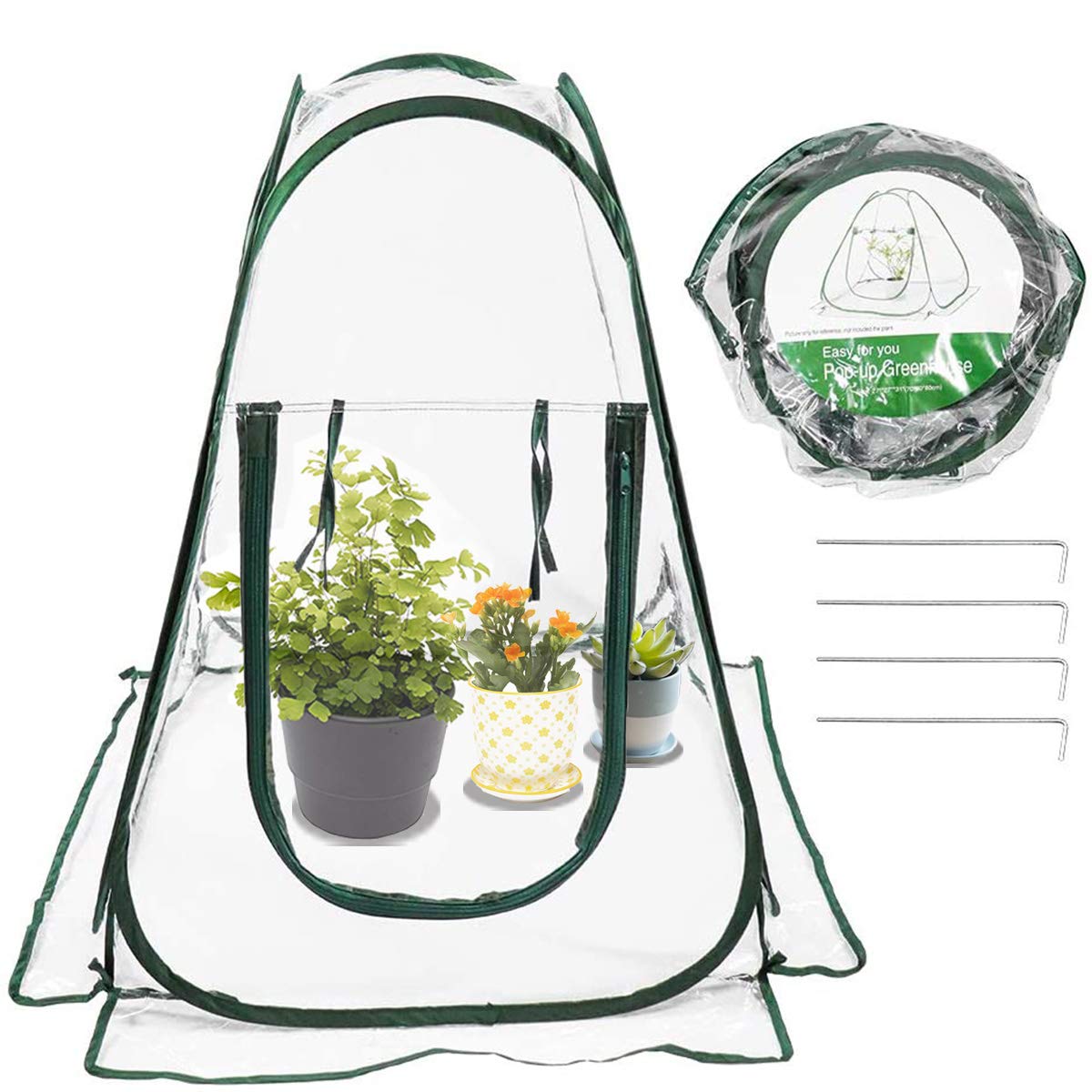 HH-LIFE 2 pieces Mini Pop Up Greenhouse Mini Plant Covers Greenhouse Tent Flower Shelter 27"x27"x31"(70x70x 80cm)