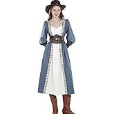 NSPSTT Medieval Dress for Women Long Sleeve Renaissance Dress Plus Size Victorian Costume