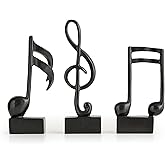 FUNTEREST 3 Pieces Music Note Statue Home Decor Modern Living Room Decorations Black Sculpture for Office Bookshelf Music Room