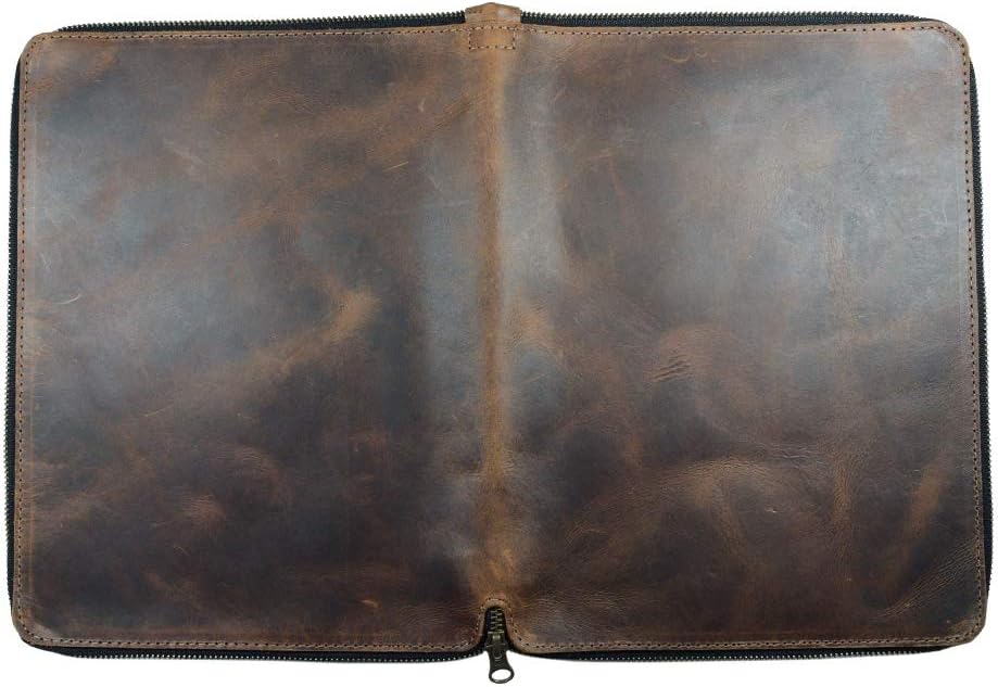 Hide & Drink, Rustic Durable Leather Zippered Journal Cover for Moleskine Notebook, XXL (8.5 x 11 in.), Notebook NOT Included, Cahier Case, Handmade Includes 101 Year Warranty : Bourbon Brown : Office Products