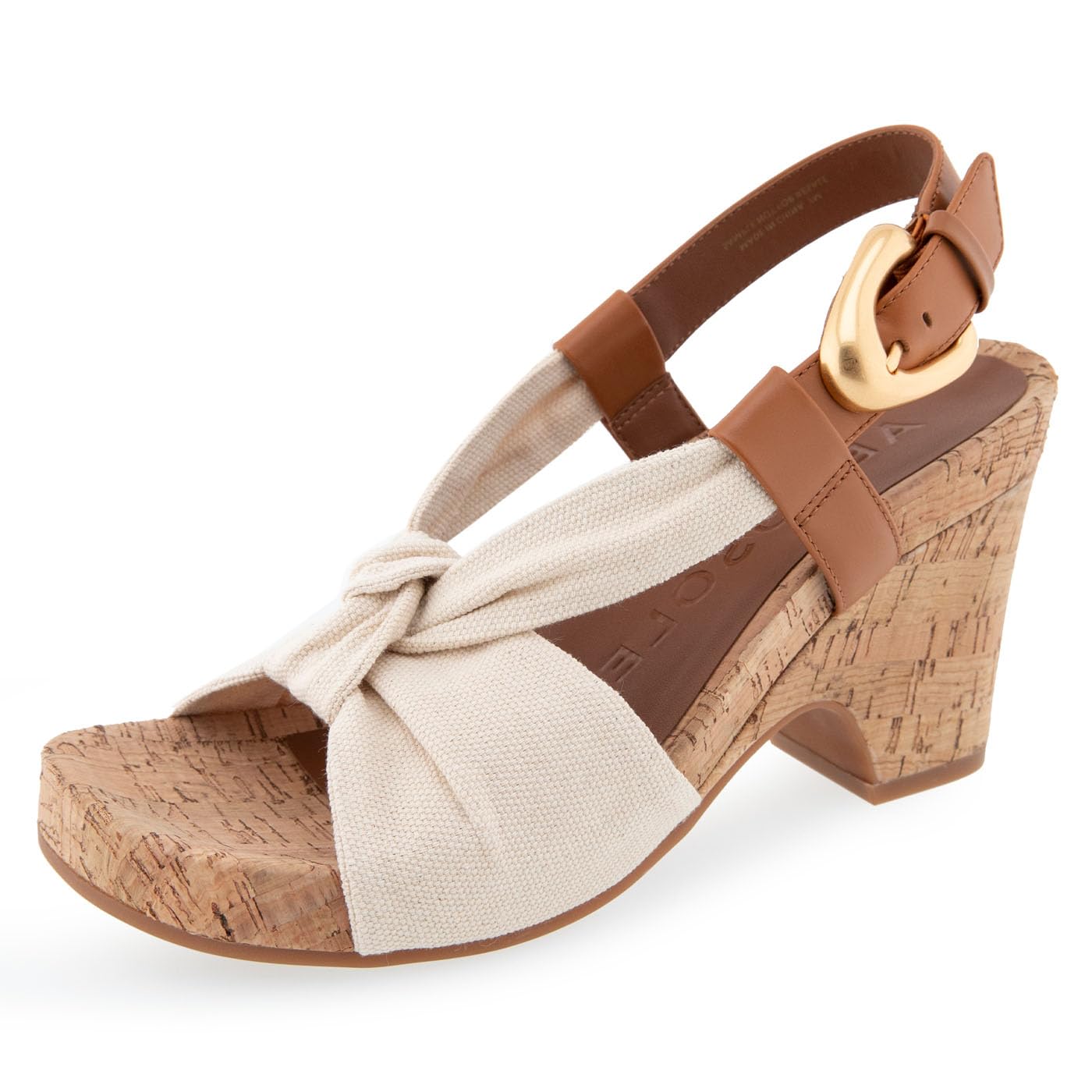 Aerosoles Women’s MIKI Mid Heel Slingback Sandal, Natural Canvas, 9M