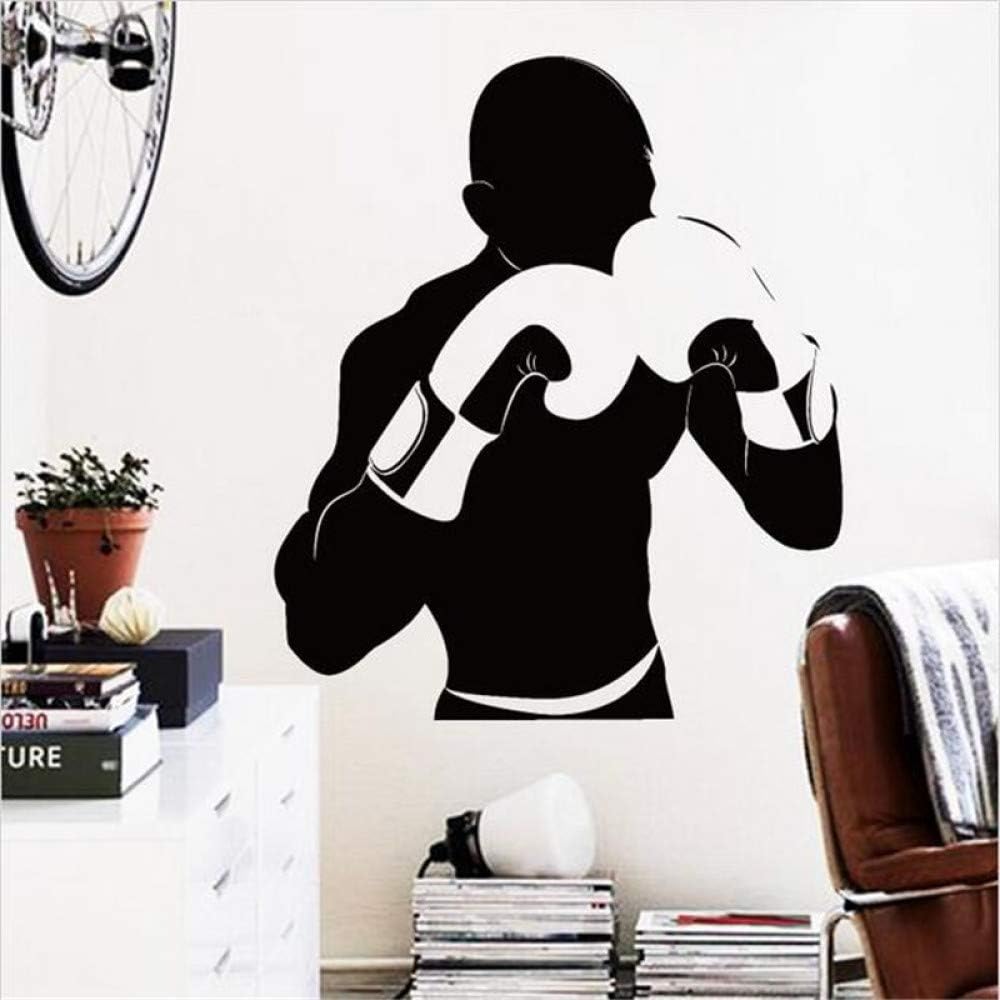 Modeganqingg Creative Art Deco Wall Sticker Vinyl Boxer Wall Sticker Detachable Black 89x75cm