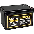 NERMAK 12V 12Ah Lithium LiFePO4 Deep Cycle Battery, 2000+ Cycles Lithium Iron Phosphate Rechargeable Battery for Small UPS, Power Wheels, Fish Finder, Scooters and More, Built-in 12A BMS