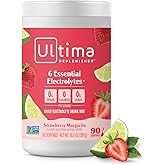 Ultima Replenisher Daily Electrolyte Powder Drink Mix – Sugar Free – Strawberry Margarita, 90 Servings – Hydration Powder with 6 Key Electrolytes and Trace Minerals – Keto Friendly, Non-GMO