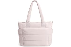 GASSDA Tote Bag for Women Puffer Tote Bag Large Nurse Bags Shoulder Handbag with Zipper for Work Travel