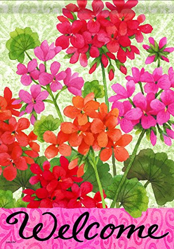 Carson Home Accents Flagtrends Classic Garden Flag, Welcome Joyful Geraniums