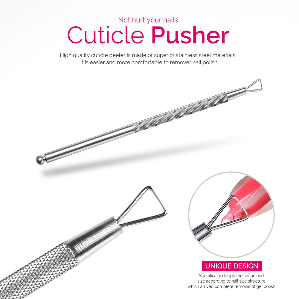 Teenitor Nail Gel Remover Tools Kit with Pink Polish Remover Clips, Cuticle Peeler Scraper, Gel Nail Brush, 115 Pack Nail Wipe Cotton Pads, Nail File Grits 120/180 Buffer Block Grits 400/4000 : Beauty