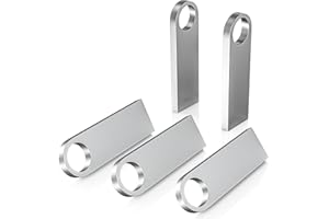 ABLAZE USB Stick 64GB 5 Pack, Sleek Metal USB 2.0 Flash Drive 64GB with Keychains Thumb Drives Memory Stick 5PCS (Sliver)