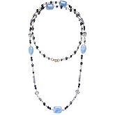 FULU AUTUMN Beaded Long Necklaces for Women Dainty Natural Stone Bead Long Necklace Birthday Gifts for Women Boho Costume Jewelry