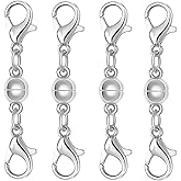 Magnetic Necklace Clasps and Closures, S925 Sterling Silver Magnetic Clasp Converter, Double Lobster Clasp Design (4pcs Silver)