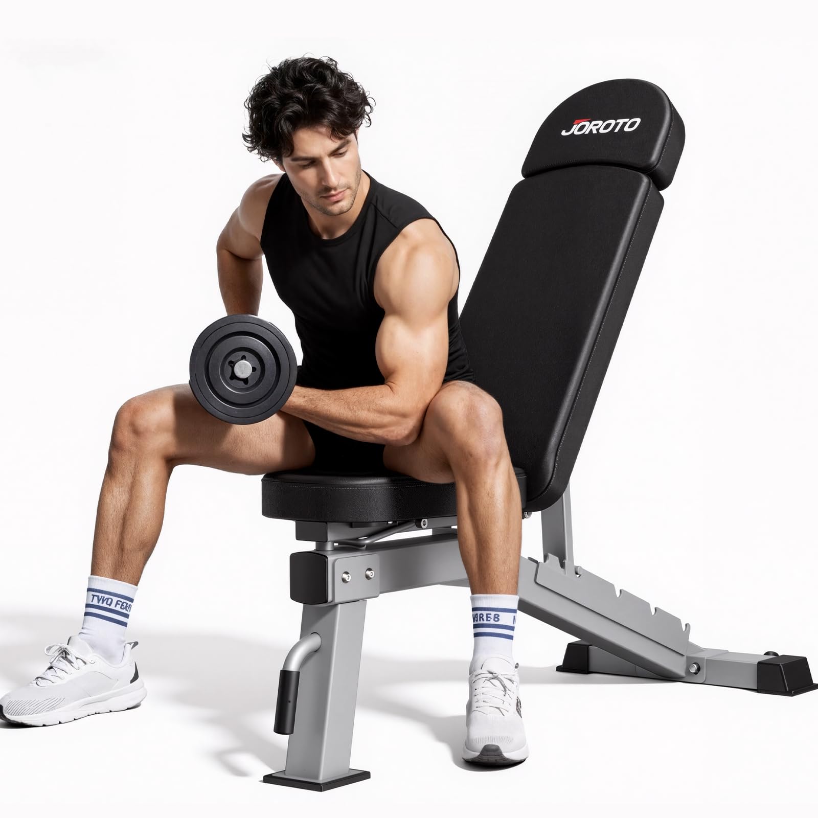 Photo 1 of JOROTO Adjustable Weight Bench, Foldable Bench Press Bench of Home Gym Strength Training, Incline Decline Flat Utility Workout Bench with Wheels, Extended Backrest | Multiple Positions [MD80-1300LBS]