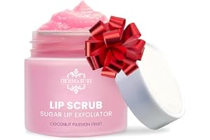 Dermasuri - Lip Exfoliator Scrub & Moisturizer - Sugar Scrubs for Soft Smooth Lips, Overnight Hydration, Brighten Dark Lips - Stocking Stuffer Gifts for Women - Coconut Passion Fruit Flavor- 20g/0.7oz