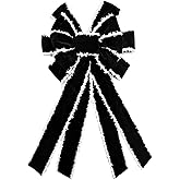 LINGMIN Large Christmas Bows for Wreath - White Black Wreath Bow for Winter Decor - Front Door Indoor Outdoor Wall Decoration Supplies Ornament