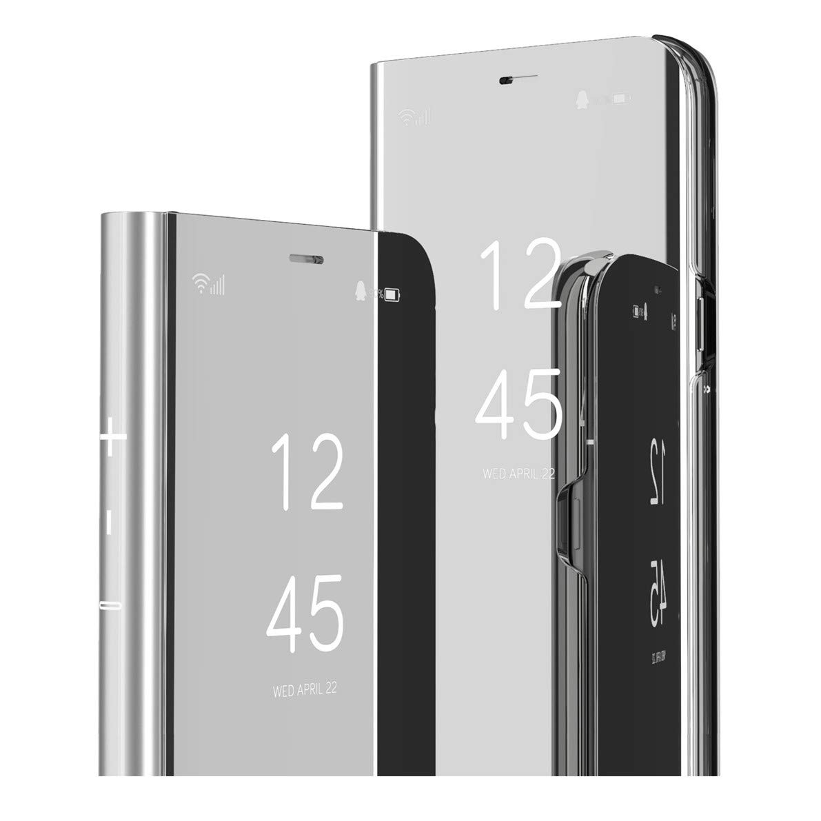 MRSTER Flip Case for iPhone 12 Pro Max Mirror Design Clear View Bookstyle Protecter Shell With Kickstand Cover for Apple iPhone 12 Pro Max 6.7". Flip Mirror: Silver