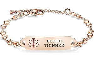 AOAMID Medical Alert Bracelets for Women Adjustable Personalized Free Engrave Medical ID Bracelets 6.5-8 Inch